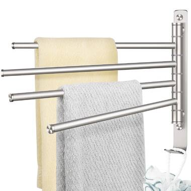 MyGift Modern Stainless Steel 3 Swivel Arm Towel Holder Rack