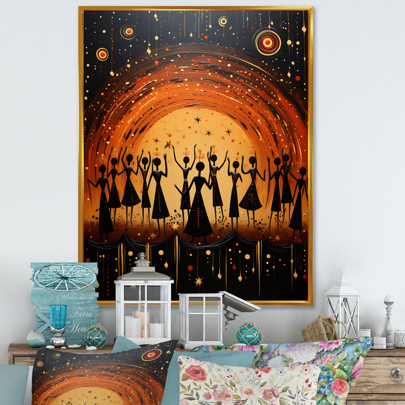 «Folk Religion Sacred Ritual II», reproduction sur toile, H 32 po x l 24 po x P 1 po, Cadre flottant doré