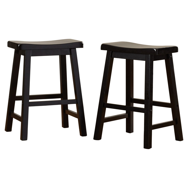 Tabouret en bois massif Whitworth, Noir, Tabouret de comptoir (siège d’une hauteur de 24