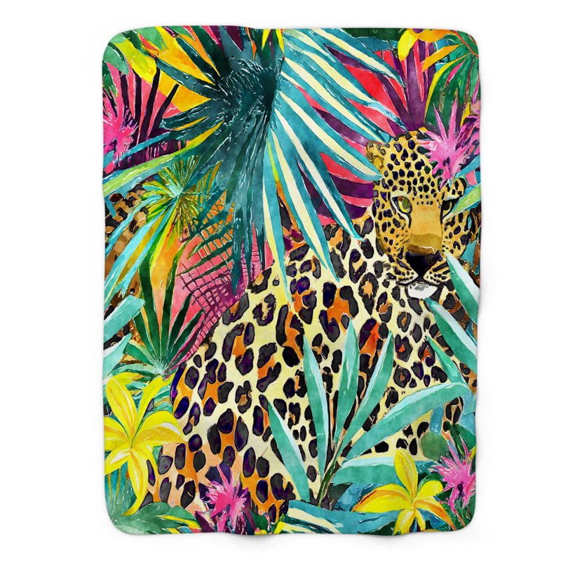 Leopard in Foliage - 1 Piece Blanket, Twin