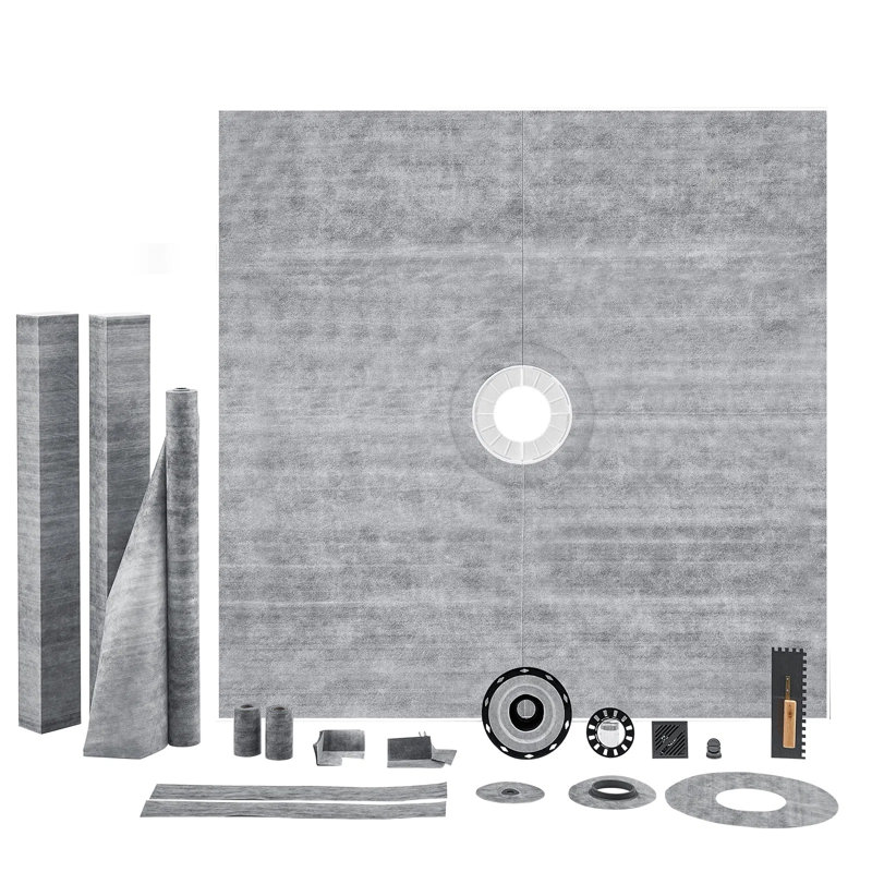 Ensemble de bordure de douche 72 po x 72 po en acier inoxydable, mousse EPS, PEHD, XPS, ABS, PE 1 ensemble de drain central imperméable facile à installer