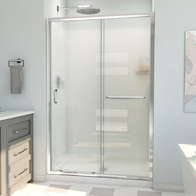 60" W x 36" D x 78" H Semi-Frameless Rectangle Shower Kit, Chrome