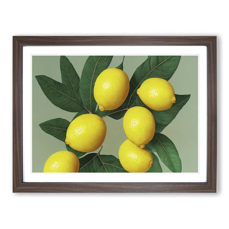 Citrus Fruit Lemons Vol.2 - Framed Print, 25cm H x 34cm W x 2cm D, Walnut