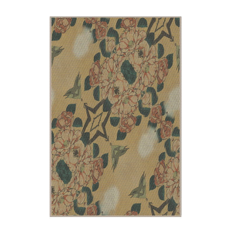 Tapis bleu marine/beige/rouge à motifs Cartana, Rectangle 5 pi x 7 pi