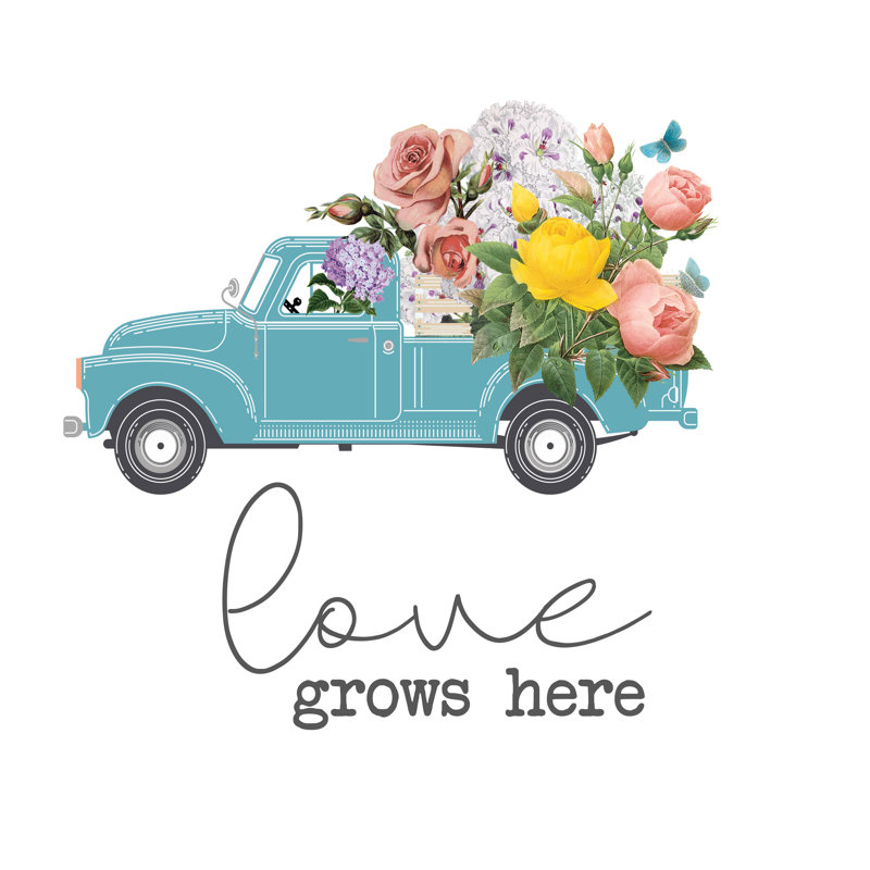 Love Grows Here - Graphic Art Print, 30cm H x 46cm W, Wrapped Canvas