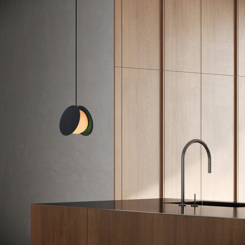 Pendulum Pendant Light, Black, Blossompink, 14" H x 9.69" W x 8.03" D