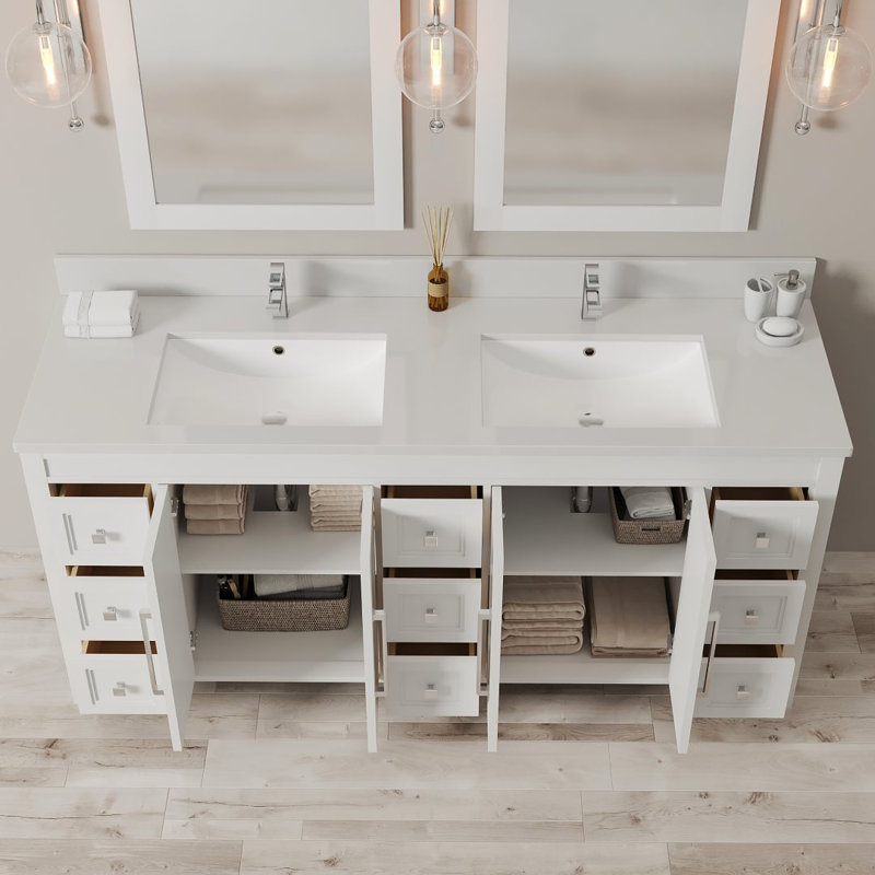 Meuble-lavabo Belluno 75 po Merelus, Blanc