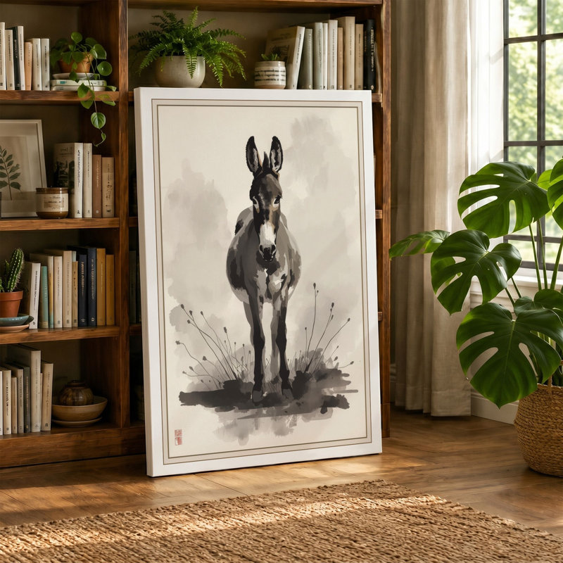 Defiant Donkey Japandi - Wrapped Canvas, 30x20 - 76.2 x 50.8 cm, Cream Border