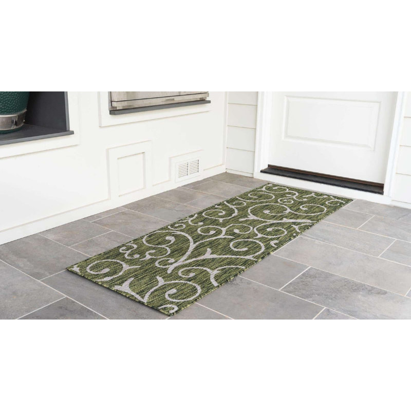Outdoor Kona Area Rug Moss Color, Runner 2' x 6'