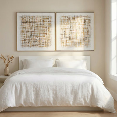 Avalon Abstract Gold Framed Canvas Wall Art Set