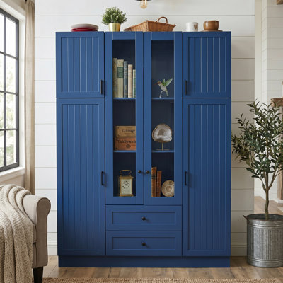Grand garde-manger de 53,2 po x P 17,7 po x H 71 po avec 11 tablettes réglables et 6 supports à vin