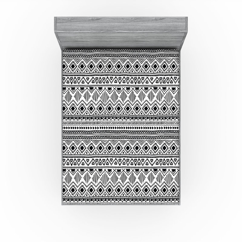 Ensemble de 2 draps-housses Ambesonne, Noir, blanc / Sud-ouest, Drap-housse grand