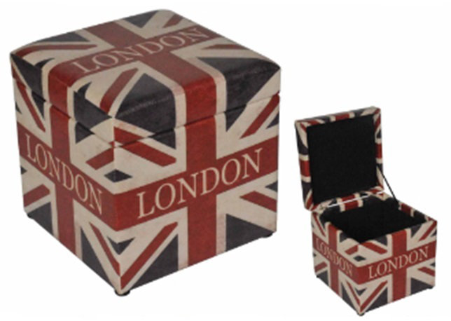 Repose-pieds carré avec rangement 14,5 "Rustic" London