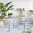 23X22x38" Distressed Silver Finish Iron Accent Chair, French Country Armchair, Outdoor Garden Seating