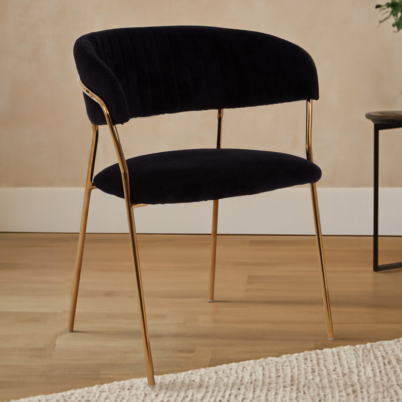 Elsberry 46cm H Velvet Upholstered Armchair, Gold, Black