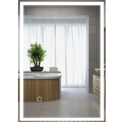 Bathroom Mirror With Dimmable Led Lights - 3 Color Choices & Memory Feature, Touch Control For Simple Use, Adjustable Lighting, Tempered Glass, Wall Mount, Waterproof, 31.5" L X 23.5" W 1.5" D Colors