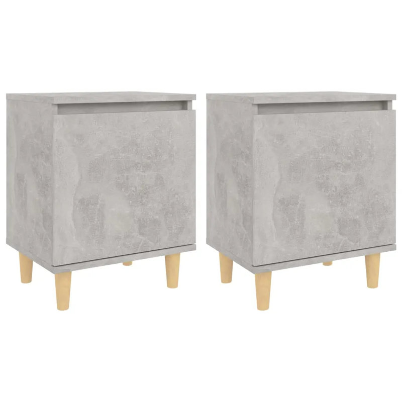 Spalding Bed Cabinet with Solid Wood Legs 40x30x50 cm, Concrete Grey