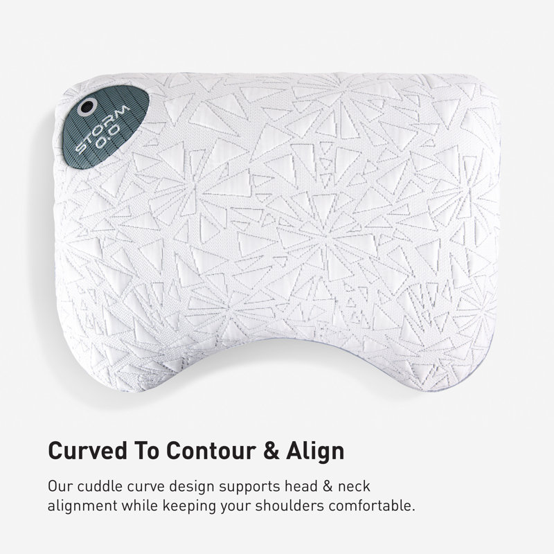 Bedgear Storm Cuddle Curve Performance Cooling Pillow for Side Sleepers- Medium Firmness, 0.0