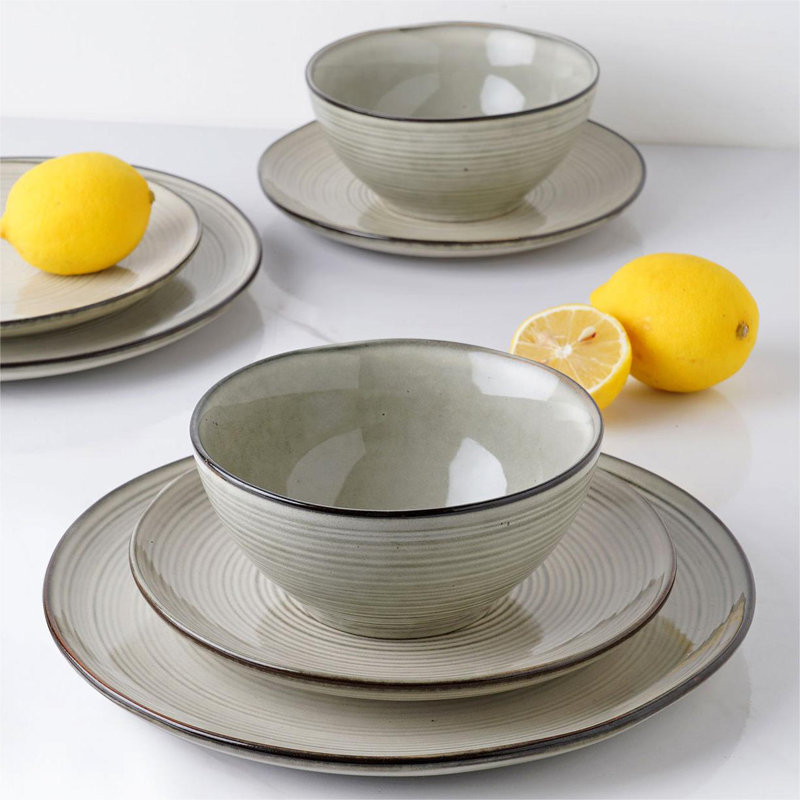 Piece Stoneware Dinnerware Set - Service for 6, Castle Wall