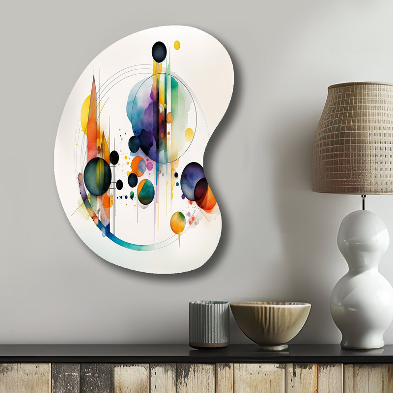 Multicolore aquarelle géométrique I - sculpture murale en forme de flèche géométrique abstraite, H 31 po x l 22 po