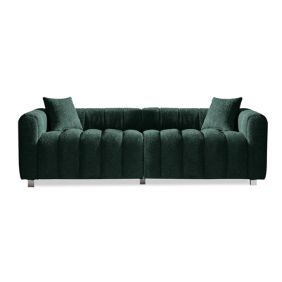 83.46'' Premium Velvet Sofa 3-Seater Loveseat, Modern Bubble Upholstered Couch With Metal Base Legs And 2 Pillows For Living Room, Bedroom.