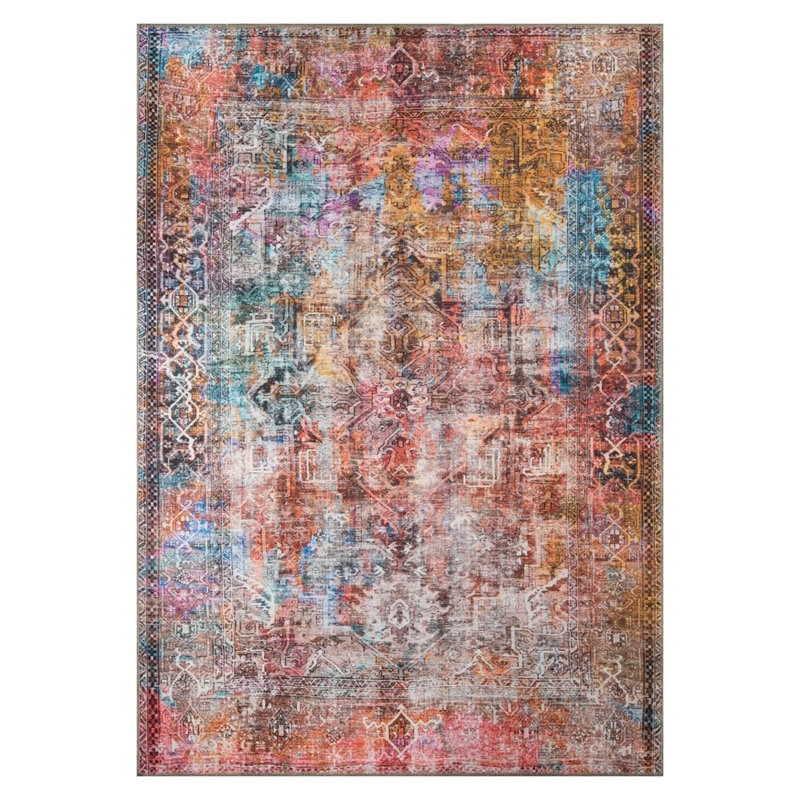 Luxurious Machine Washable Area Rug, 4.9 x 7.5 Feet, 100% Polyester, 1850 g/m², Pile Height: 0.2 inches | Eco-Friendly Recycled Poly Cotton Backing | Perfect for Living Room & Bedroom, Soft and Durable Design