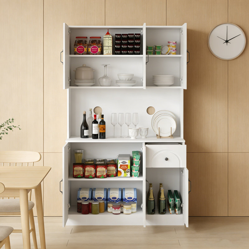 Armoire de rangement 71 po avec comptoir à micro-ondes et 6 portes