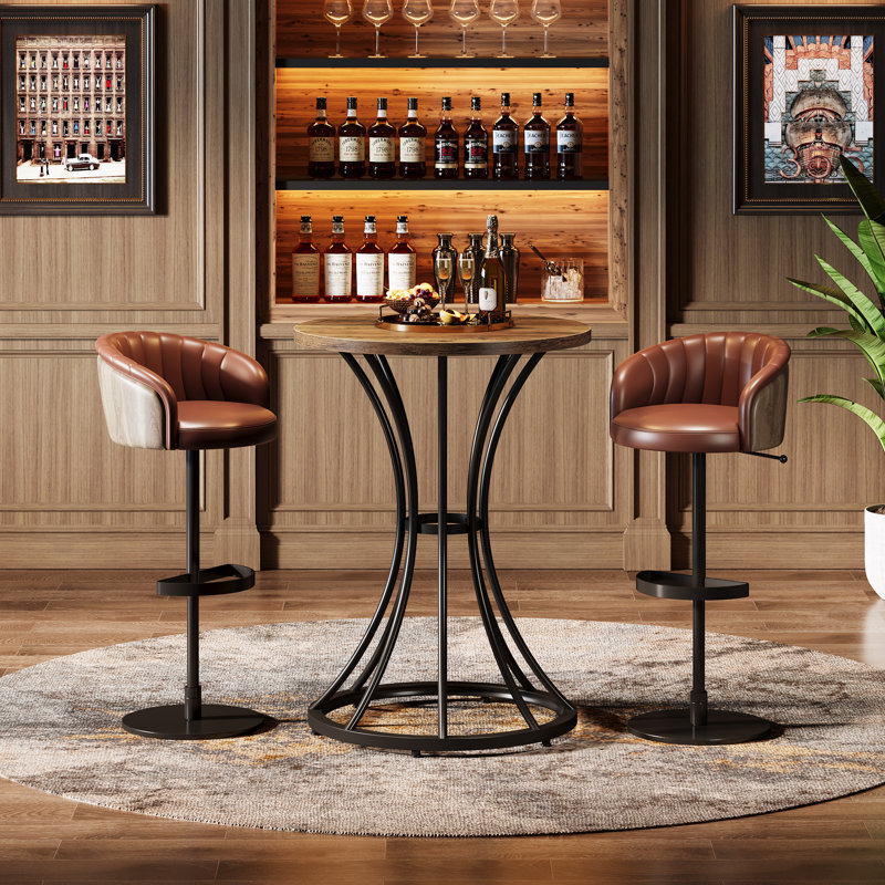 Round Metal Base Dining Table, 1
