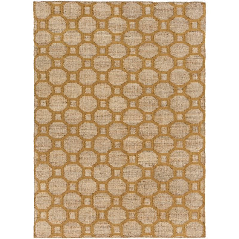 Tapis brun / beige à motif géométrique Brentford, Rectangle 2 pi x 3 pi