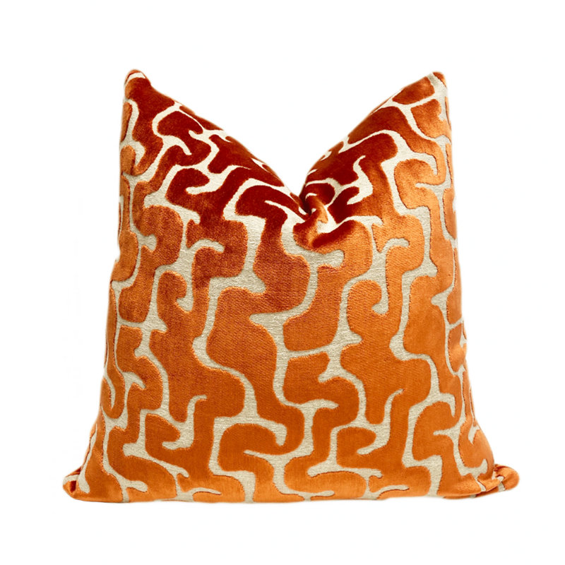 Housse de coussin Velvet Maze, Carré 22 po, Orange