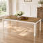 Rustic Wood Dining Table - Rectangular Design with Carved Turned Legs for Kitchen & Dining Room