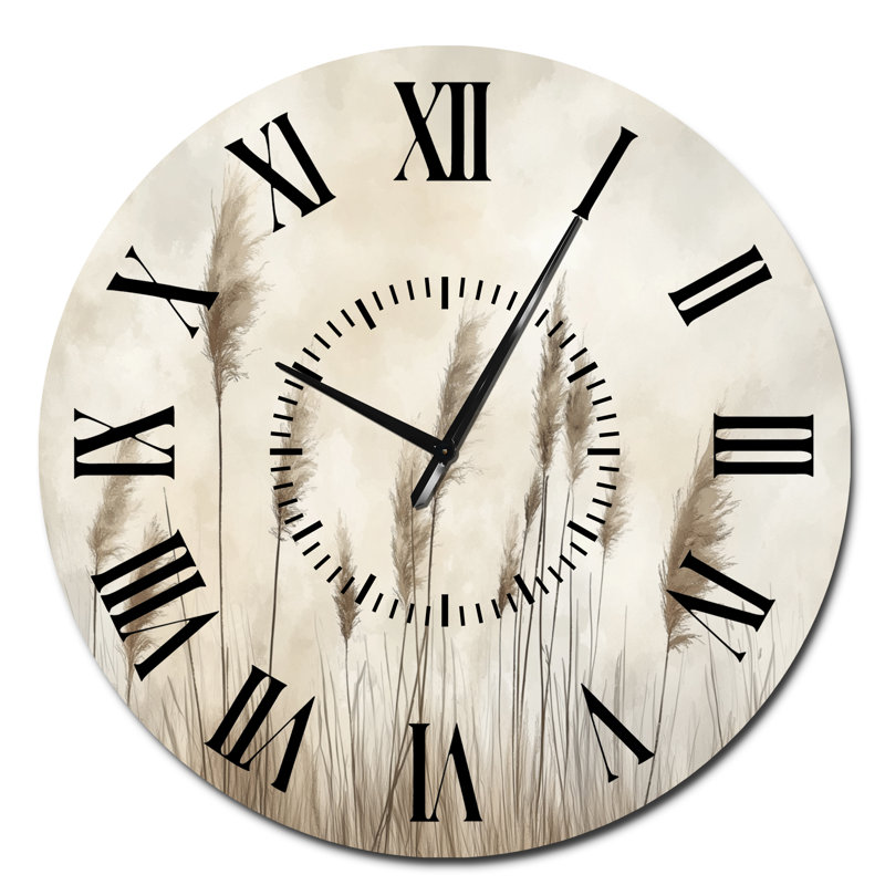 Horloge murale Neutre Pampas Field - Boho, Surdimensionné