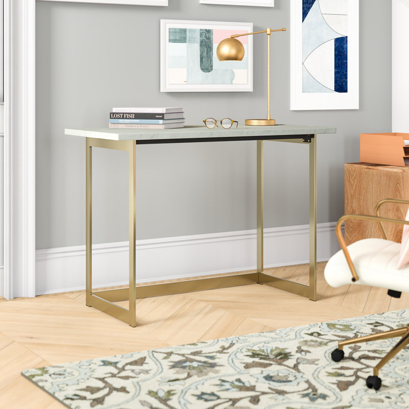 Bureau Celetha, Faux marbre blanc/or