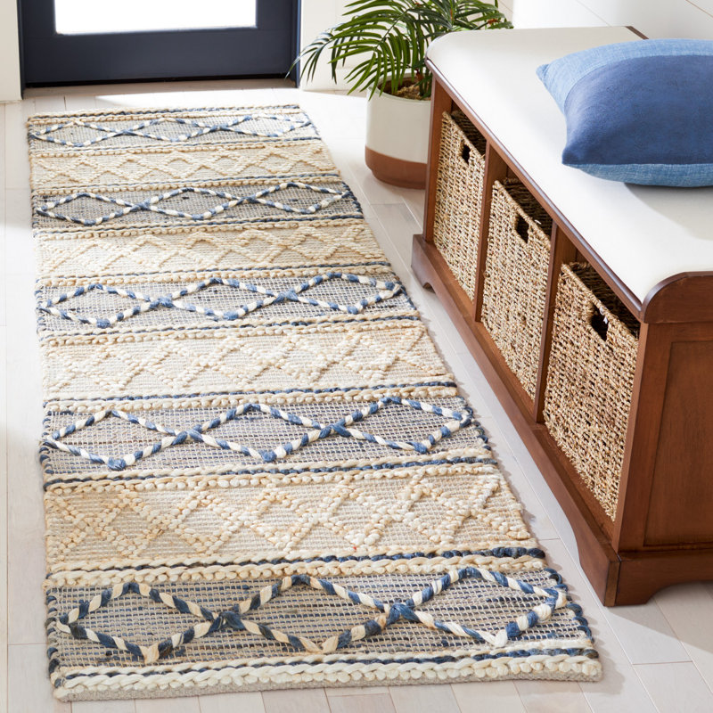 Tapis en jute / coton à tissage plat en fibre naturelle Clairvaux, Tapis de couloir 2 pi 3 po x 8 pi