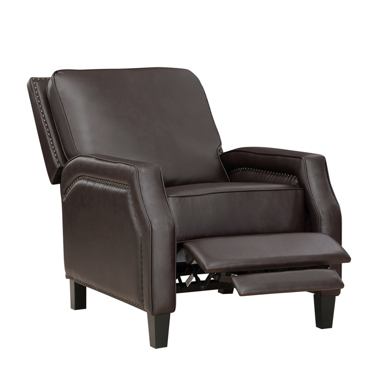 Push Back Reclining Chair Self-Reclining Motion Chair 1Pc Cushion Seat Solid Wood Frame Modern Living Room Furniture