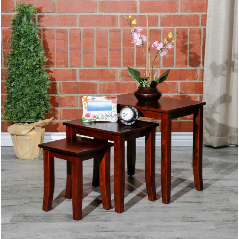 3-Piece Nesting Table Set, Red