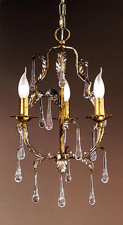 Lustree empire de style bougie 3 lumières avec accents en cristal