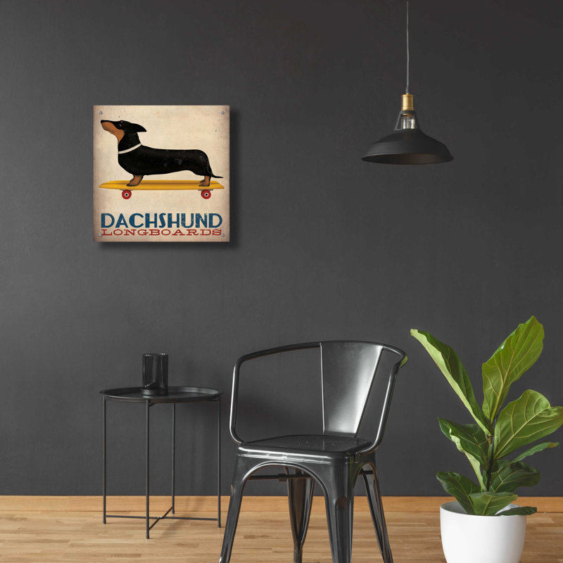 «Dachshund Longboard» par Ryan Fowler, H 24 po x l 24 po x P 0,2 po