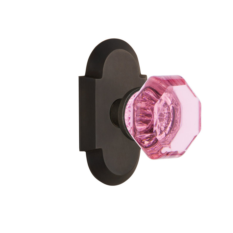 Cottage Plate with Waldorf Pink Door Knob, 2-3/8”, Oil-Rubbed Bronze