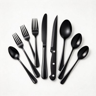 Service de couverts 24 pièces pour 4 personnes, ustensiles de cuisine pour cuillère à couteau et fourchette, ensemble de couverts pour la cuisine, la salle à manger, la fête et un usage quotidien