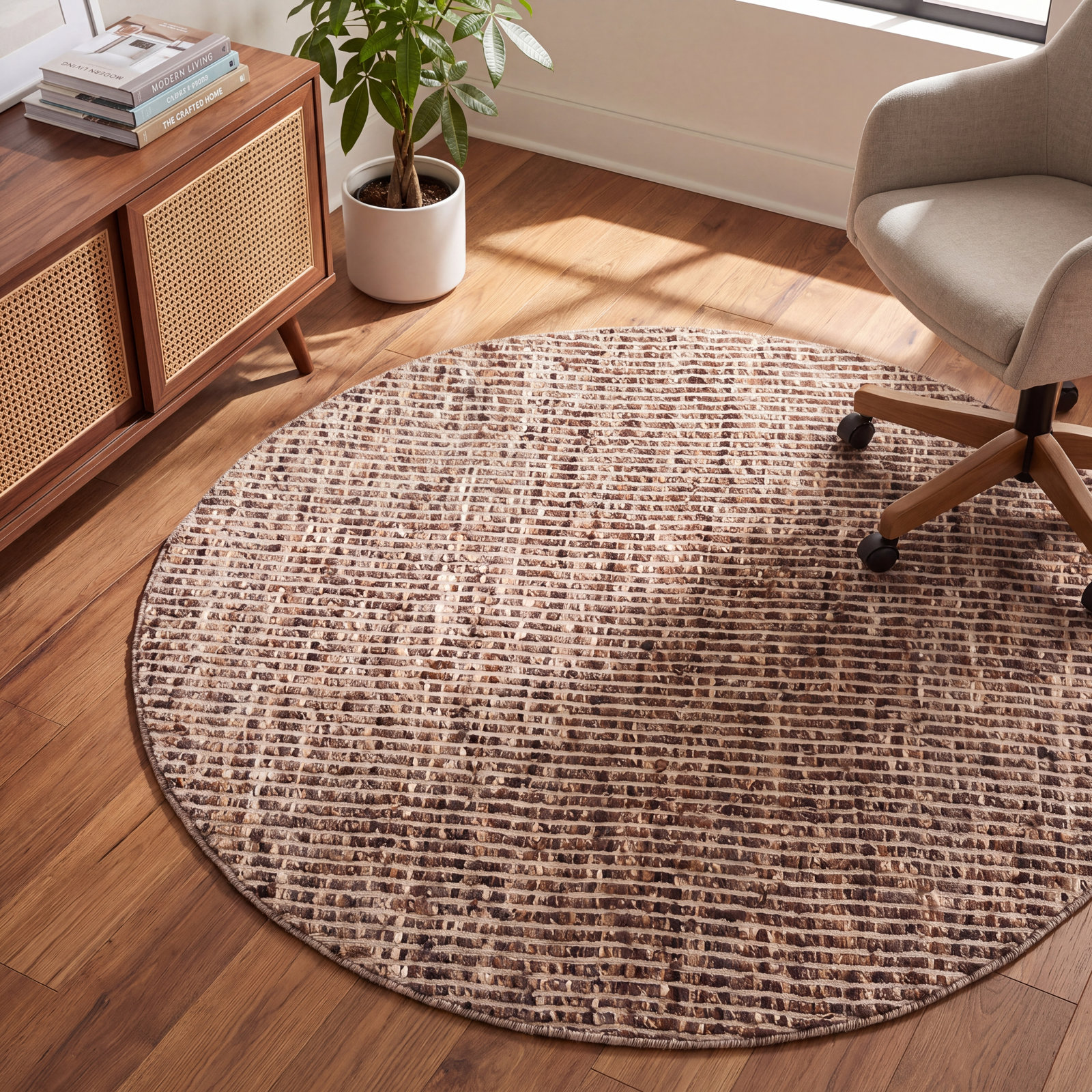 Murdock Ivory Taupe Jute Rug, Round 6'