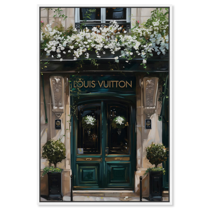 «Spring Emerald Store Canvas Fashion and Glam» par Spring , Cadre flottant blanc, H 46 po x l 31 po
