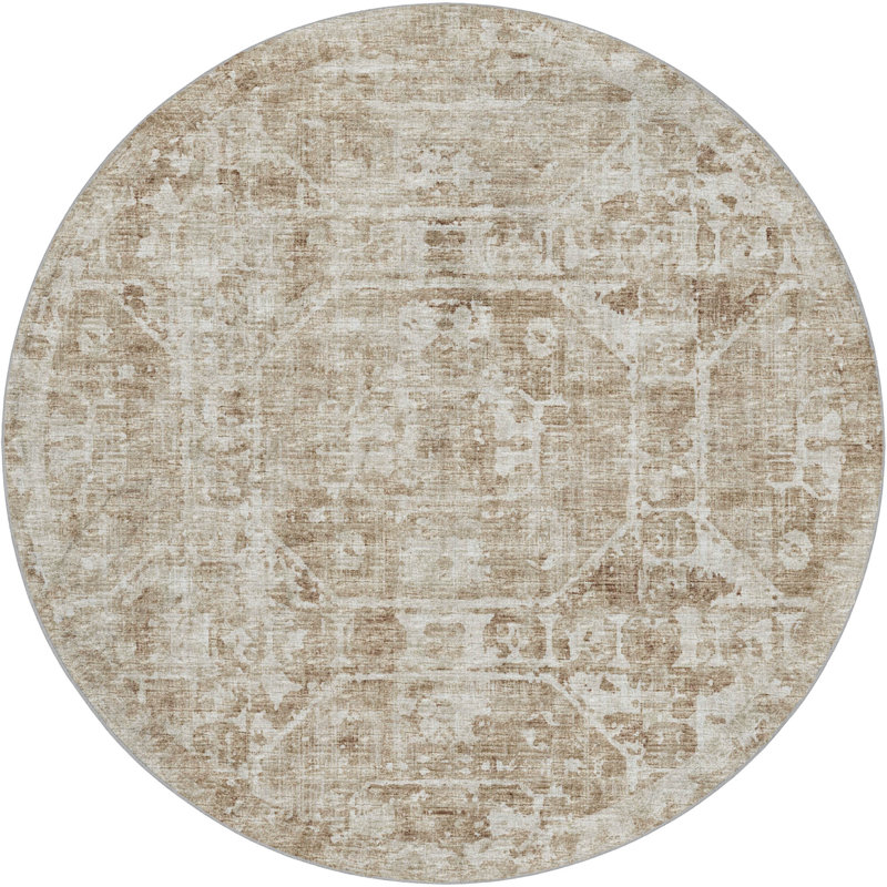 Premium Machine Washable Dream Shag Tribal Medallion Rug, Baja, 8' Round