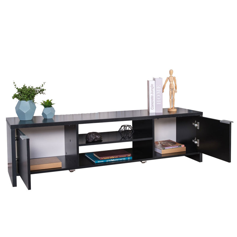 TV Stand with Cabinet Storage and Open Shelves for 55, 65 Inch Media Storage Gaming Media Console Living Room Entertainment Center Modern Wooden Television Cabinet