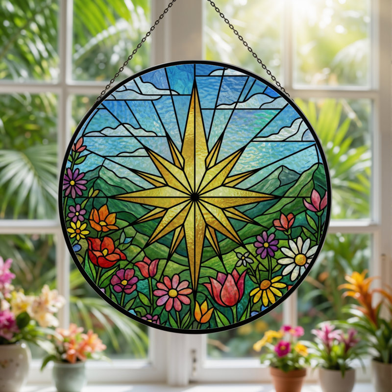 Panneau de vitrail en verre coloré 12 "H 12", H 12 po x l 12 po