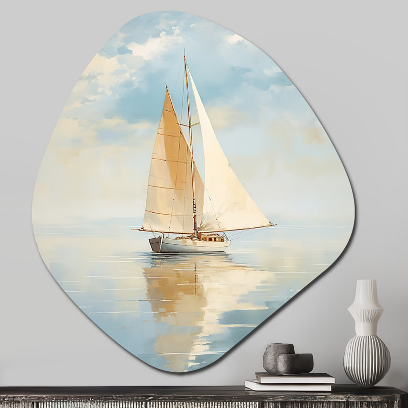 Alrita - Bateau, voile, nébuleuse, art mural asymétrique en métal, H 28 po x l 25 po
