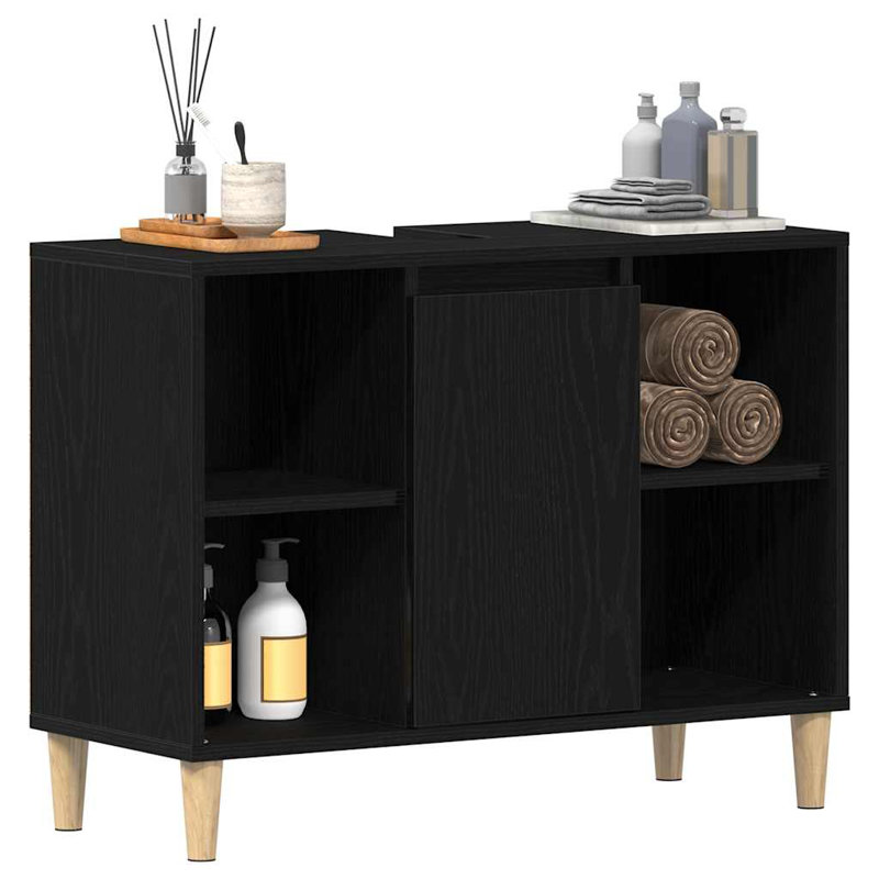 80Cm Single Bathroom Vanity Base Only in Black Oak
