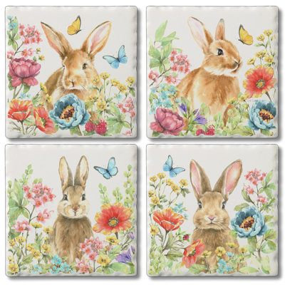Ensemble de 4 sous-verres Garden Bunnies