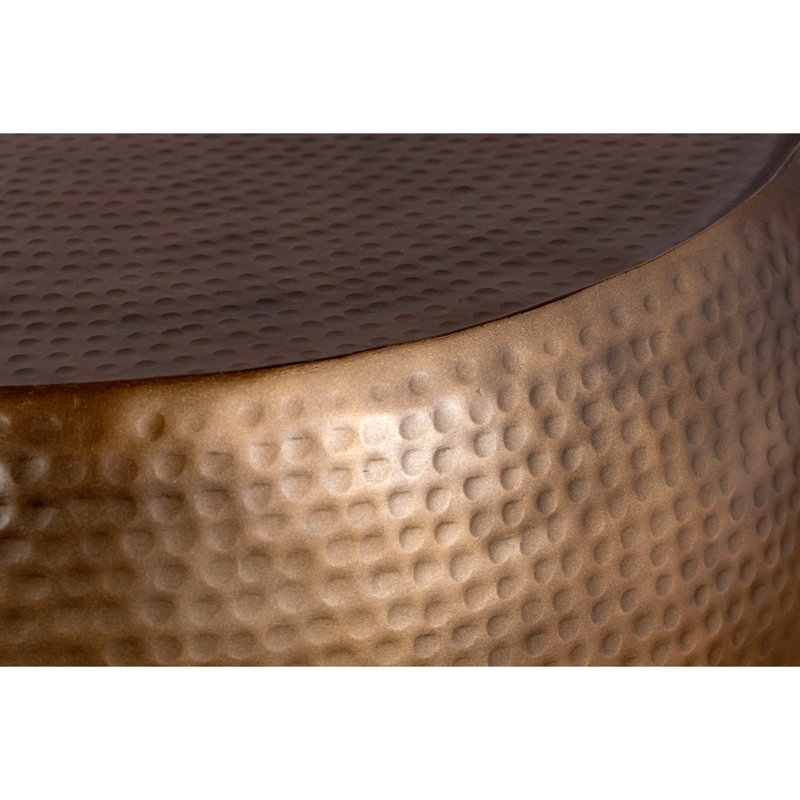 Table basse 32 po, table de campagne moderne en aluminium martelé à la main, Doré