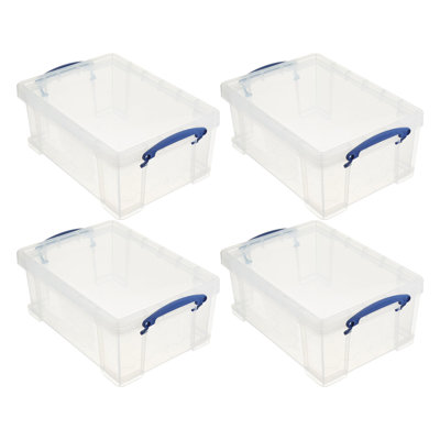 Ivy Bronx 9 Liters Transparent Storage Container with Snap Lid, 4 Pack
